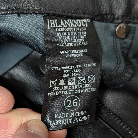 NWT Blank NYC Size 26 Black Pleather Skinny Pants - Picture 13 of 16